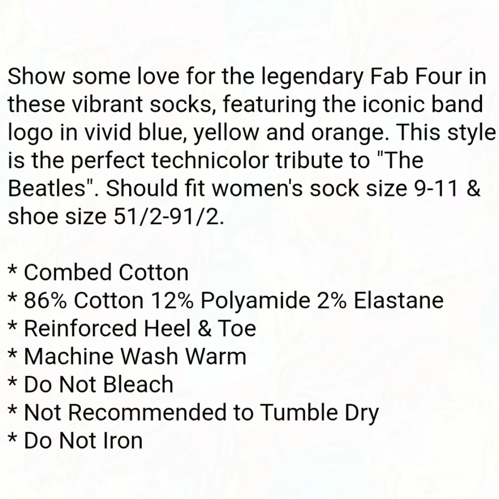 NWT Unisex The Beatles Happy Socks - Red, Blue, Yellow
